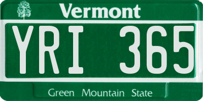 VT license plate YRI365