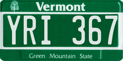 VT license plate YRI367