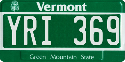 VT license plate YRI369