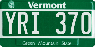 VT license plate YRI370