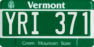 VT license plate YRI371