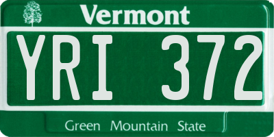 VT license plate YRI372