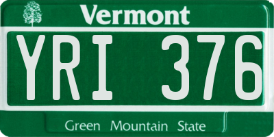 VT license plate YRI376