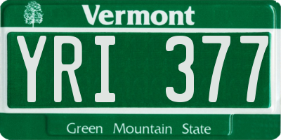 VT license plate YRI377