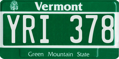 VT license plate YRI378
