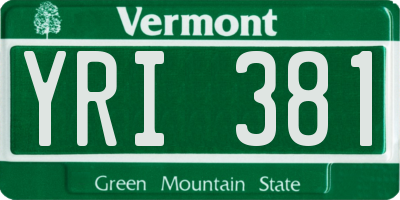 VT license plate YRI381