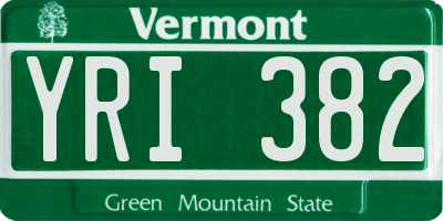 VT license plate YRI382
