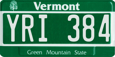 VT license plate YRI384