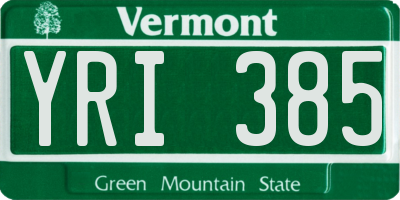 VT license plate YRI385