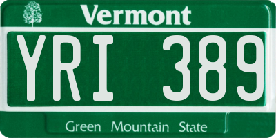VT license plate YRI389