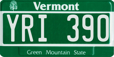 VT license plate YRI390