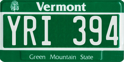 VT license plate YRI394