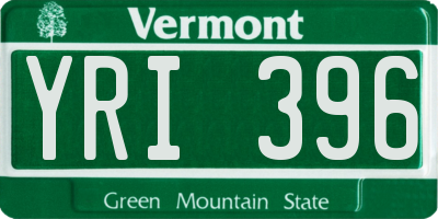 VT license plate YRI396