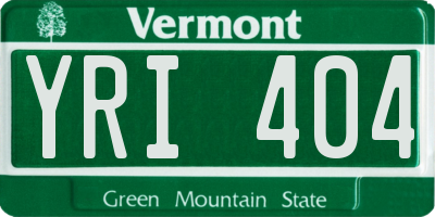 VT license plate YRI404