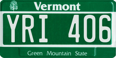 VT license plate YRI406