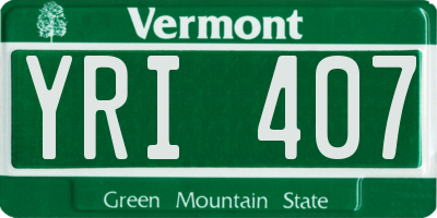 VT license plate YRI407