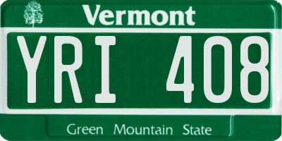 VT license plate YRI408