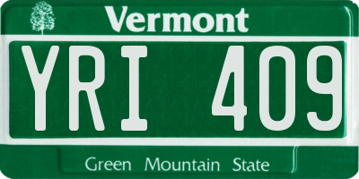 VT license plate YRI409