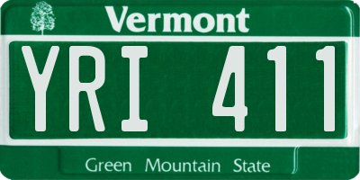 VT license plate YRI411