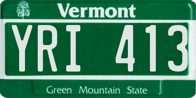 VT license plate YRI413