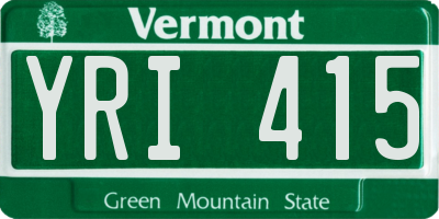 VT license plate YRI415