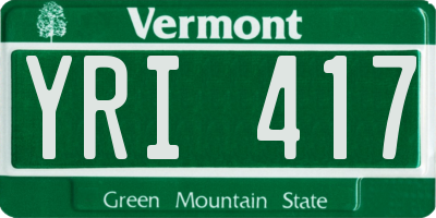 VT license plate YRI417