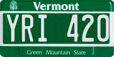 VT license plate YRI420