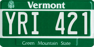 VT license plate YRI421