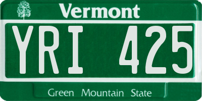 VT license plate YRI425