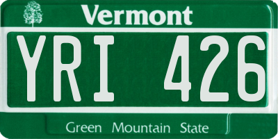 VT license plate YRI426