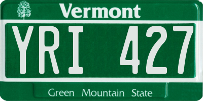 VT license plate YRI427