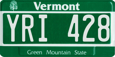 VT license plate YRI428