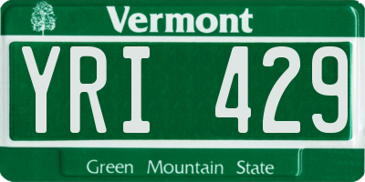 VT license plate YRI429