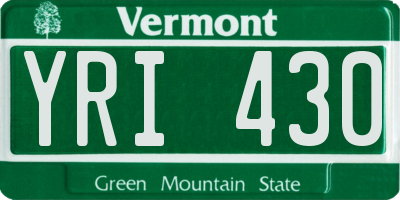 VT license plate YRI430