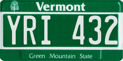 VT license plate YRI432