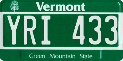 VT license plate YRI433