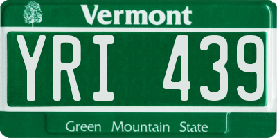 VT license plate YRI439