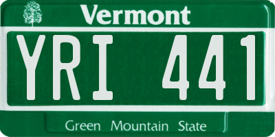 VT license plate YRI441