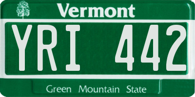 VT license plate YRI442