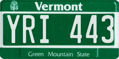VT license plate YRI443