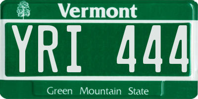 VT license plate YRI444