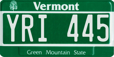 VT license plate YRI445