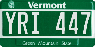 VT license plate YRI447