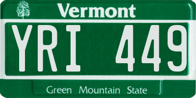 VT license plate YRI449