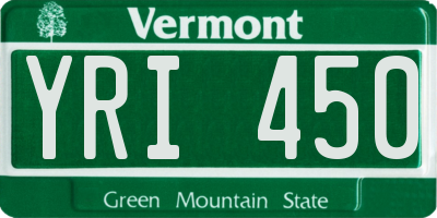 VT license plate YRI450