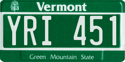 VT license plate YRI451