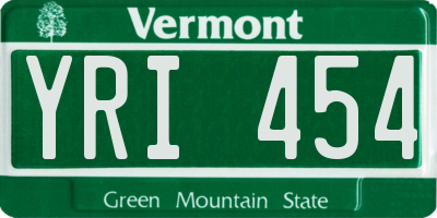 VT license plate YRI454
