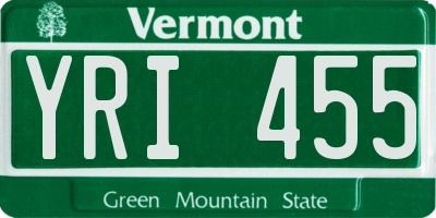 VT license plate YRI455