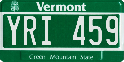 VT license plate YRI459