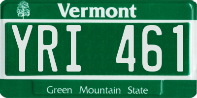 VT license plate YRI461